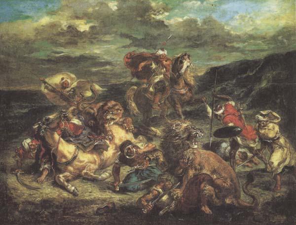 Eugene Delacroix The Lion Hunt (mk45) Sweden oil painting art